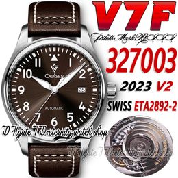 V7F V2 v7327003 Swiss ETA2892-2 Automatic Mens Watch Dark Brown Dial Number Markers Stainless Steel Case Brown Leather Strap 2023 Super Edition eternity Watches