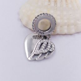 Heart & Angel Dangle Charm 925 sterling silver Pandora Moments Birthstone for Thanksgiving Day fit Charms beads Bracelets Jewelry 792646C01 Andy Jewel