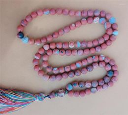 Chains 8mm Rhodochrosite 108 Beads Tassel Knotted Necklace Chic Pray Bracelet Healing Lucky Chakra Classic Spirituality Wristband Fancy