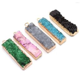 Pendant Necklaces Natural Stone Coloured Crystal Rectangular Bezel 8-43mm Boutique Fashion Jewellery DIY Necklace Earrings Charm Accessories