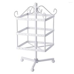 Jewellery Pouches Iron Stand Earring Display Exquisite Gift Rotating Swing Necklace Tower Square Organiser 3 Tiers 96 Holes Ear Stud