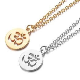Pendant Necklaces Stainless Steel Yoga AUM Symbol Necklace Peaceful Mantra Logo OM Charm Lucky Jewelry
