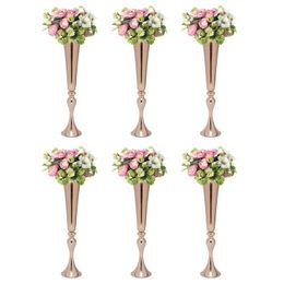 decoration Wedding Metal Trumpet Vases Desktop Metal Trumpet Centerpieces Vase Welcome Area Road Guide Flower Holder Height Wedding Props imake702