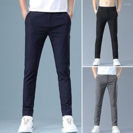 Men's Pants Suit Pockets Fine Sewing Male Pure Color Casual Business Anti-pilling Trousers Daily Clothing