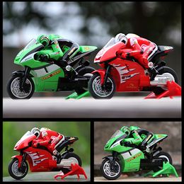Electric RC Car 2 4GHz Mini RC Motorcycle Red Green Electric Racing Drift Stunt Motorcycles 15km h High Speed Simulation Gifts Toys for children 230323