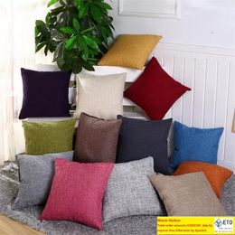 Cotton Linen Pillow Case Solid Burlap Cushion Covers Classical Square Pillows Cover Sofa Car Home Decorative 13 Colours