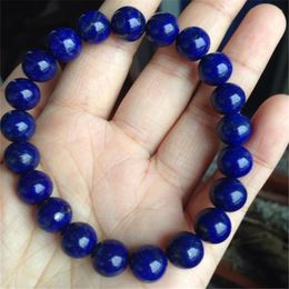 Strand 10mm Drop Natural Blue Lapis Lazuli Bracelet Femme Charm Stretch Round Beads Bracelets For Women