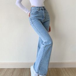 Women s Jeans Okuohao Skinny Bell Bottom High Waist Stretch Straight Slim d Denim Pants Fashion Casual Wash Black Y2k Trousers 230322