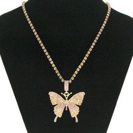 Pendant Necklaces Statement Gold Silver Colour Big Butterfly Necklace For Women Rhinestone Bling Clavicle Chain Crystal Choker Party Gift