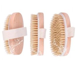 UPS Cleaning Brushes Bath Brush Dry Skin Body Soft Natural Bristle SPA The Wooden Shower Without Handle