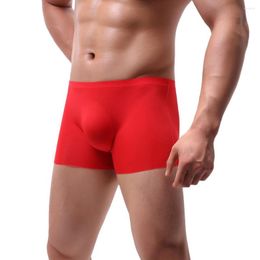 Underpants Boxers Briefs For Men Sexy Lingerie Pure Color Breathable Patchwork Ice-silk Underwear Boxer Mens Cotton
