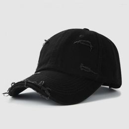 Ball Caps Sun Protection Extended Brim Adjustable Bucket Baseball Cap Distressed Ripped Hole Unisex Hat Men Women Vintage