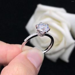 Cluster Rings High Quality 1Ct 6.5mm D Color VVS1 Moissanite Engagement Ring AU750 18K White Gold Wedding Diamond Jewelry