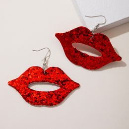 Hip Hop Style Sequins Lip Dangle Earring Women Lips Earrings Gift for Love Girlfriend Fashion Jewellery