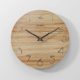 Wall Clocks Nordic Simple Wooden 3D Wall Clock Modern Design for Living Room Wall Art Decor Kitchen Wood Hanging Clock Wall Watch Home Decor 230323