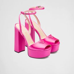 Perfect Milano Shoes High-heeled Satin Sandals Begonia Pink Platform Shoes Fashion