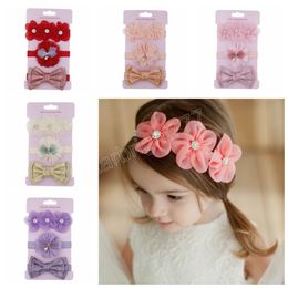 3pcs/lot Lovely Baby Flower Headbands Girls Shiney Bowknot Hairband Toddler Infants Hair Accessories Set Photo Props