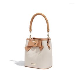 Evening Bags French Braided Rope Handbag Women 2023 Fashion Bowknot Bucket Bag One-shoulder Messenger Luxury Designer