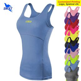 Camisoles Tanks Qui Dry Compression Women Running V Gym Fitness Sports Tank Tops Sportswear Sleeveless Shirt Yoga Workout Cloes Customize Z0322