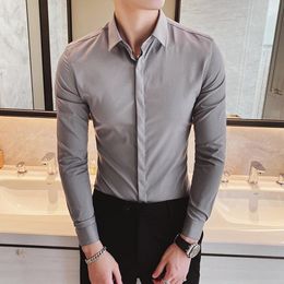 Men's Casual Shirts Korean Style Long Sleeve Shirt Men Clothing Fashion 2023 Business Formal Wear Slim Fit High Quality Handsome W135