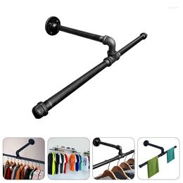 Hooks Industrial Pipe Clothes Rack Wall Mounted Garment Hanging Rod Bar Laundry Storage Organizer Display Holder