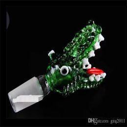 Hookahs Crocodile bubble head Wholesale Glass bongs Oil Burner Glass Water Pipes Oil Rigs Smoking Free