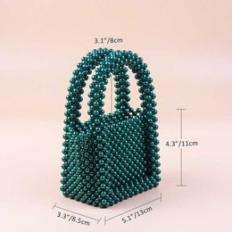 Summer Green Beaded Design Handbag for Women Tote Mini Evening Bag Luxury Party Wedding Small Bucket Purse 2024 Female