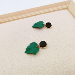 Stud Earrings Coating Green Colour Leaf Earring For Women Girls Gold Plating Fashion Gift 2023 Style HE22023