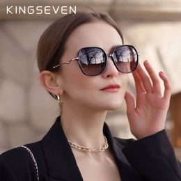 Sunglasses KINGSEVEN Design Big Frame Polarized Sunglasses For Women UV400 Lens Lightning Shaped Temples High Quality Ladies Eyewear 230323