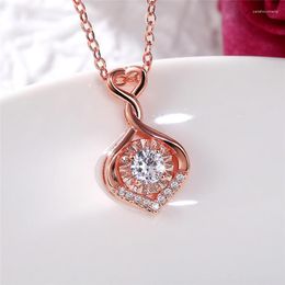Pendant Necklaces CAOSHI Fashionable Rose Gold Color/Silver Colour Necklace With Shine Crystal Stone Statement Accessories Stylish Jewellery