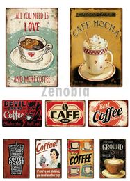 Vintage Warm Coffee Metal Tin Sign Classic Poster Cafe Tea Shop Metal Plate Poster Vintage Iron Art Painting Wall Art Tin Plaques 30X20cm W03