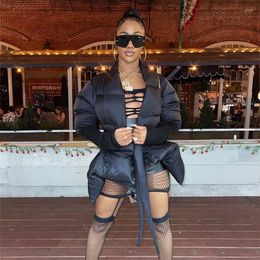 Women's Trench Coats Women's Winter Jacket Long Sleeve Thick Black With Sash Streetwear Slim Sexy Jackets Wholesale Items Drop