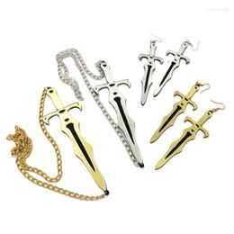 Necklace Earrings Set 2023 Long Sword Mirror And Earring Sets Acrylic Gold Silver Color Jewelry Women Men Fashion Accessories