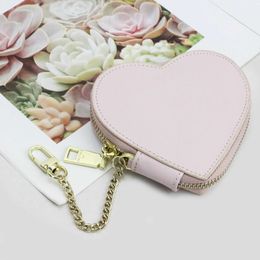 Wallets Monogrammed Letters Coin Purse Saffiano Genuine Leather Women Small Bag Heart Shape Ladies Fashion Mini Card Holder Y2303