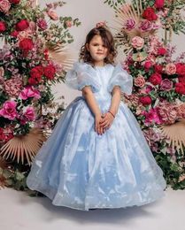 Girl Dresses Cute Girl's Birthday Dress O Neck Little Princess Puff Sleeves Pageant Gowns First Communion Ball Gown Custom Colour