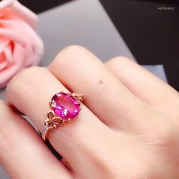 Cluster Rings Natural Pink Topaz Ring Real Blue 925 Sterling Silver 8 10mm Gem Fine Jewellery