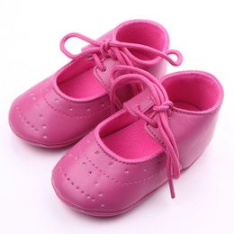 First Walkers 2023 Baby Shoes Girl Soft Sole Infant Red PU Lace-up