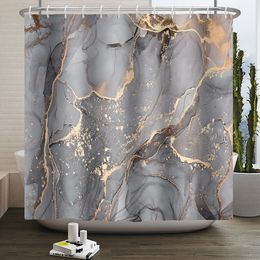 Shower Curtains Marble Luxury Shower Curtain Set Waterproof Fabric Geometric Pattern Creative Bathroom Curtain Home Decor Bath Screen with Hooks 230323