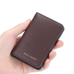 Wallets Baellerry Men's Leather Card Wallet Minimalist Small Thin Purse Soft Slim Mini Bank ID Card Holder Wallet for Men Z0323