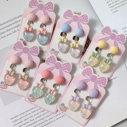 Backs Earrings Pink Strawberry Cute Baby Girl Colourful Clip On For Children Little Girls No Pierced Earring Jewellery