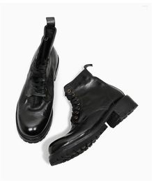 Dress Shoes Horse Skin Leather Tough Boots Blake Thick Outsole Rough Road Man Fashion Footwear Goodyear Lace Up Arrival
