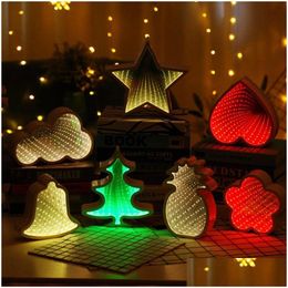 Novelty Games 3D Stars Cloud Christmas Tree Night Light Infinity Mirror Tunnel Lamp Creative Led For Kids Baby Toy Gift 220510 Drop Dhfhk