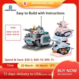 Blocks K BUILT Military Mini Tank Building Block for Kid Learning Toy Educational Brick Model Construction Set Children 230322