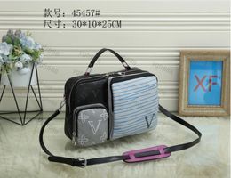 New Handbags Men Leather Outdoor Messenger Bags Luxury Shoulder Bag Designer Handbag Casual Tote Purse Man's camera bags stripe Man Crossbody Bags briefcase