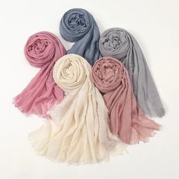 Women Muslim Crinkle Hijab Scarf Femme Musulman High Quality Cotton Headscarf Islamic Hijabs for Woman Long Shawls and Wraps