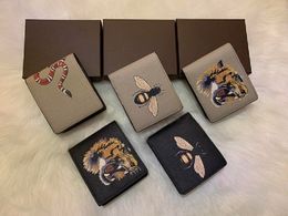 Cartera para hombre Cartera de diseñador de lujo Cartera corta de moda Cuero Serpiente negra Tigre Abeja Monederos para mujer Titulares de tarjetas con caja de regalo