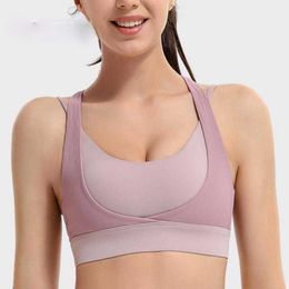 Camisoles Tanks Sport Bras Women Padded Fitness Bra Patchwork Bralette Workout Wireless Running V Underwear Push Up Gym Top Crop Z0322