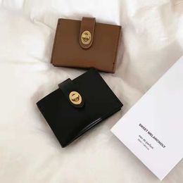 Wallets Chic Korea Solid Colour Card Holder Vintage Casual Women Wallet PU Leather Female Purse Money Clip Wallet Ins Lady Coin Purse Z0323