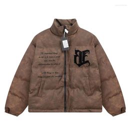 Men's Jackets Letter PU Embroidery Hip Hop Coats Men And Women Thicken Thermal Leather Cotton Overcoat