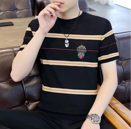 Knitted Plaid T Shirt Men Short Sleeve Loose Casual T-Shirt Street Wear Social Harajuku Hip-hop T Shirts O-neck Tops Tees